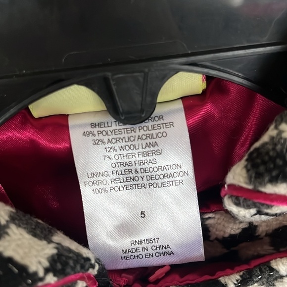 Brand New Penelope Mack Zip Up Pea Coat Black White Checkered Jacket & Hat - Picture 4 of 15